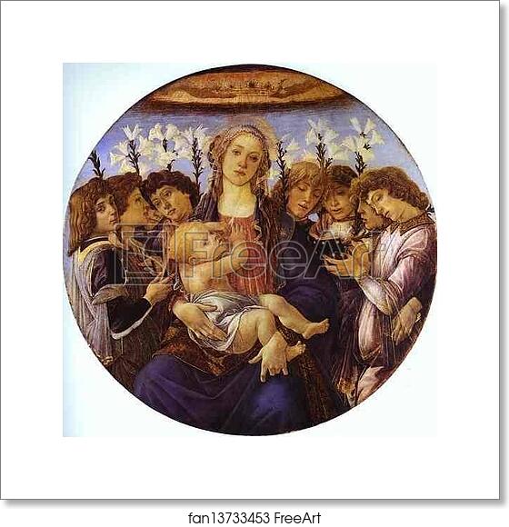 Free art print of Madonna and Child with Eight Angels (Tondo Raczynski) by Alessandro Botticelli
