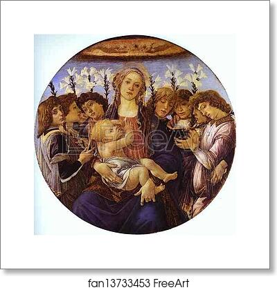 Free art print of Madonna and Child with Eight Angels (Tondo Raczynski) by Alessandro Botticelli