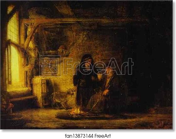 Free art print of Tobit's Wife with a Goat by Rembrandt Harmenszoon Van Rijn