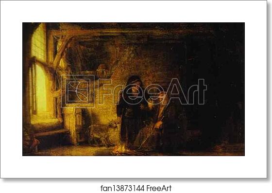 Free art print of Tobit's Wife with a Goat by Rembrandt Harmenszoon Van Rijn