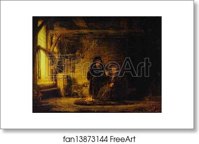 Free art print of Tobit's Wife with a Goat by Rembrandt Harmenszoon Van Rijn
