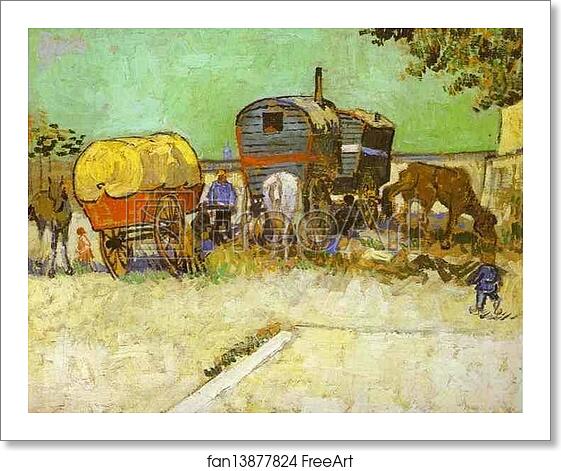 Free art print of The Caravans, Gypsy Camp near Arles by Vincent Van Gogh Free art print of The Caravans, Gypsy Camp near Arles by Vincent Van Gogh