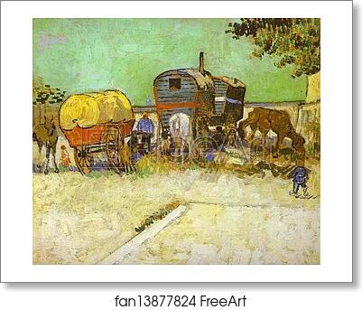 Free art print of The Caravans, Gypsy Camp near Arles by Vincent Van Gogh