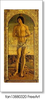 Free art print of St. Sebastian (Panel of St. Vincent Ferrar Polyptych) by Giovanni Bellini