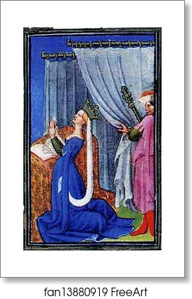Free art print of The Belles Heures of Jean de France, Duke de Berry. Page with Duchess de Berry Praying. Detail by Limbourg Brothers