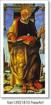 Free art print of St. Peter. Side panel of the Grifoni Polyptych by Francesco Del Cossa