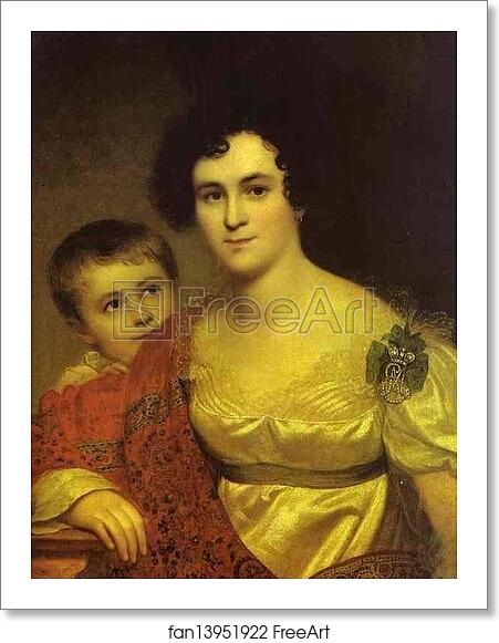 Free art print of Portrait of A. I. Molchanova with Daughter by Orest Kiprensky