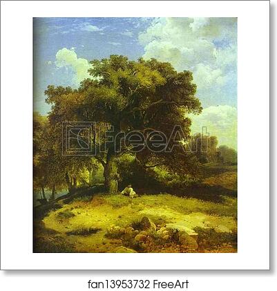 Free art print of Landscape with Oaks by Alexey Savrasov