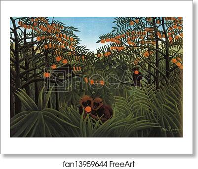 Free art print of Monkeys in the Jungle by Henri Rousseau