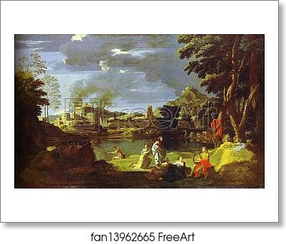 Free art print of Landscape with Orpheus and Eurydice by Nicolas Poussin