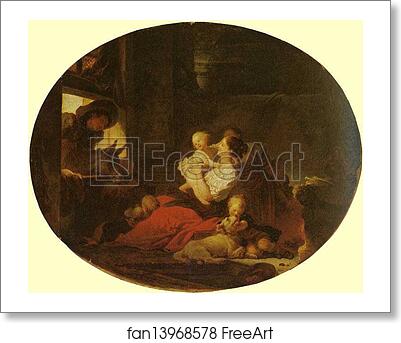 Free art print of The Happy Family by Jean-Honoré Fragonard