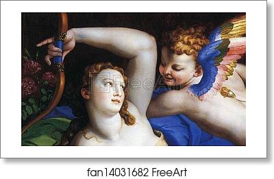 Free art print of Venus and Cupid with a Satyr. Detail by Agnolo Bronzino