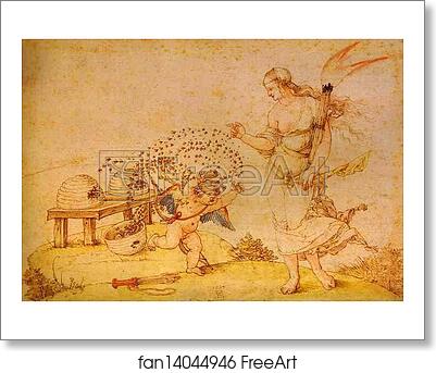 Free art print of Cupid the Honey Thief by Albrecht Dürer