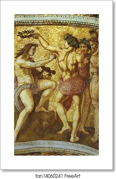 Free art print of Apollo and Marsyas (ceiling panel) by Raphael