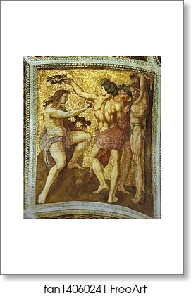 Free art print of Apollo and Marsyas (ceiling panel) by Raphael