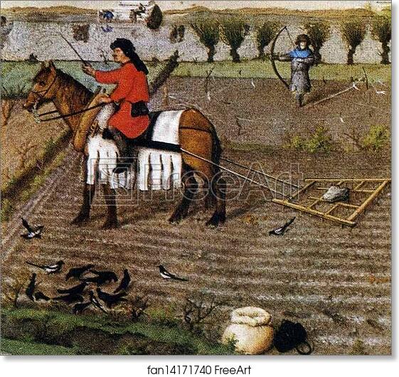 Free art print of Les trÄ�s riches heures du Duc de Berry. October. Louvre Palace. Detail by Limbourg Brothers