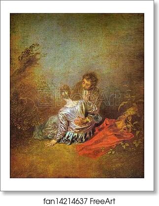 Free art print of Le Faux Pas (The Mistaken Advance) by Jean-Antoine Watteau