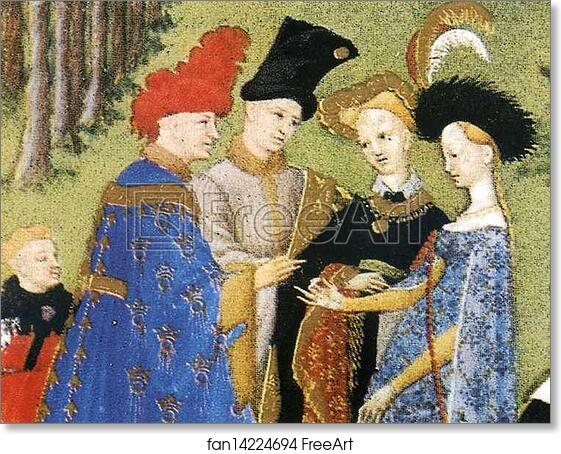 Free art print of Les trÄ�s riches heures du Duc de Berry. April. Chateau de Dourdan. Detail by Limbourg Brothers