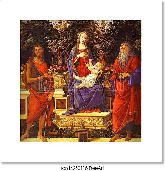 Free art print of Virgin and Child Enthroned between Saint John the Baptist and Saint John the Evangelist (Bardi altarpiece) by Alessandro Botticelli Free art print of Virgin and Child Enthroned between Saint John the Baptist and Saint John the Evangelist (Bardi altarpiece) by Alessandro Botticelli