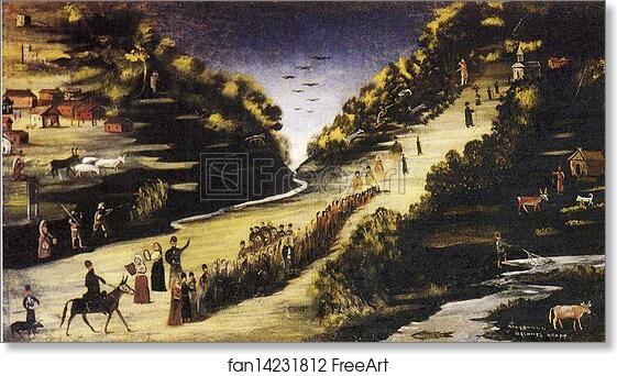 Free art print of Party by the River Zkheniszkali by Niko Pirosmani