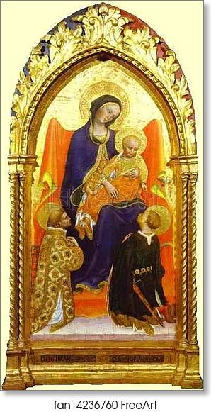Free art print of Madonna and Child, with St. Lawrence and St. Julian by Gentile Da Fabriano