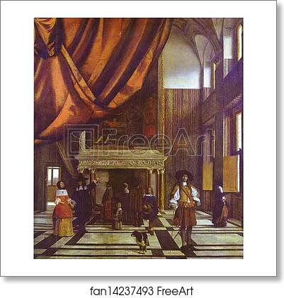 Free art print of Burghermeisters' Hall in the Amsterdam City Hall by Pieter De Hooch