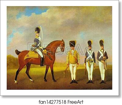 Free art print of Soldiers of the 10th Light Dragoons by George Stubbs