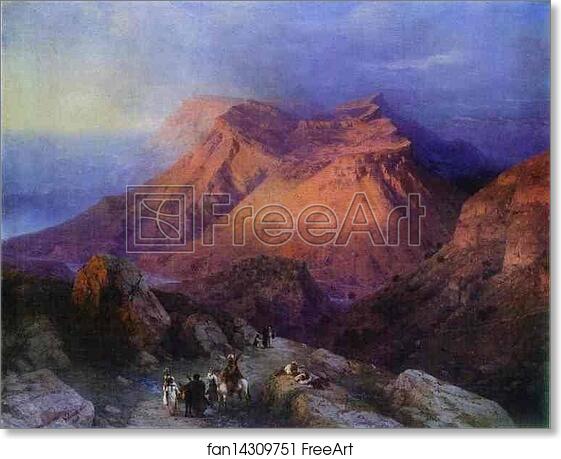 Free art print of Mountain Village Gunib in Daghestan. View from the East by Ivan Aivazovsky