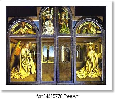 Free art print of The Ghent Altar with altar wings closed by Jan Van Eyck