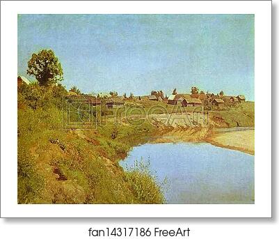 Free art print of Village on the Bank of a River by Isaac Levitan