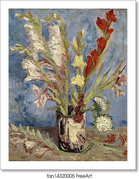 Free art print of Vase with gladioli and China asters by Vincent Van Gogh Free art print of Vase with gladioli and China asters by Vincent Van Gogh