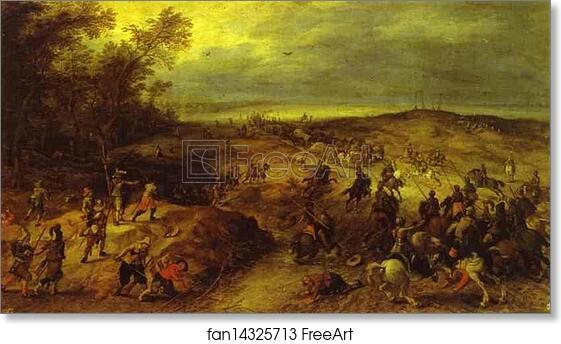 Free art print of Assault on a Convay by Jan Brueghel The Elder