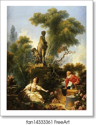 Free art print of The Meeting. One of the panels from The Progress of Love by Jean-Honoré Fragonard