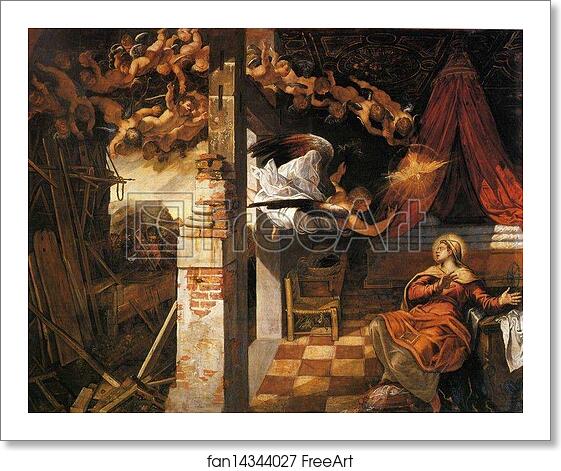 Free art print of Annunciation by Jacopo Robusti, Called Tintoretto Free art print of Annunciation by Jacopo Robusti, Called Tintoretto