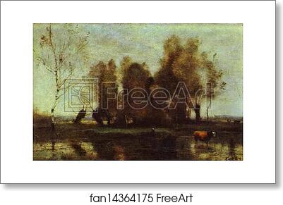Free art print of Trees on a Swamp by Jean-Baptiste-Camille Corot