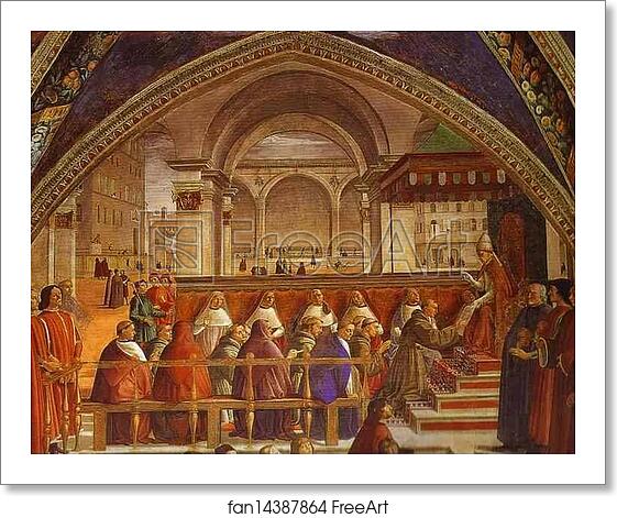 Free art print of The Confirmation of the Rule of the Order of St. Francis by Pope Honorius III. Detail by Domenico Ghirlandaio