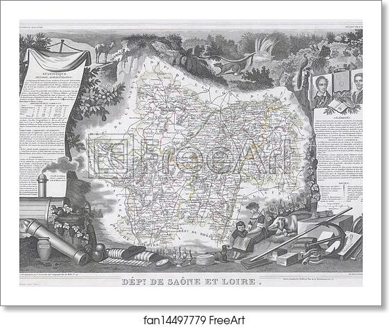 Free art print of Dept. De Saone et Loire. by Victor Jules Levasseur