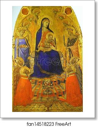 Free art print of Madonna and Child Enthroned, with Angels and Saints by Ambrogio Lorenzetti