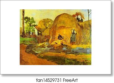 Free art print of Yellow Hay Ricks (Fair Harvest) by Paul Gauguin