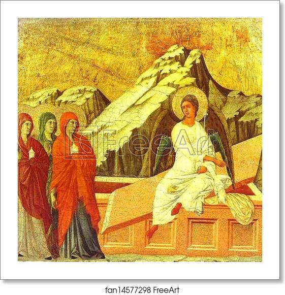 Free art print of Maestà (back, central panel) The Three Women at the Tomb by Duccio Di Buoninsegna Free art print of Maestà (back, central panel) The Three Women at the Tomb by Duccio Di Buoninsegna