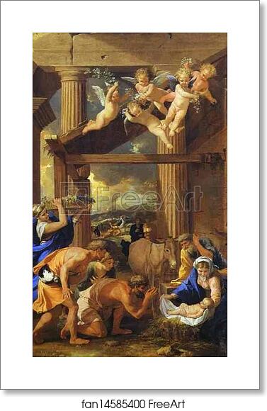 Free art print of Adoration of the Shepherds by Nicolas Poussin