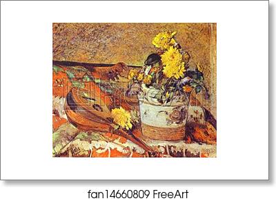 Free art print of Mandolina and Flowers by Paul Gauguin