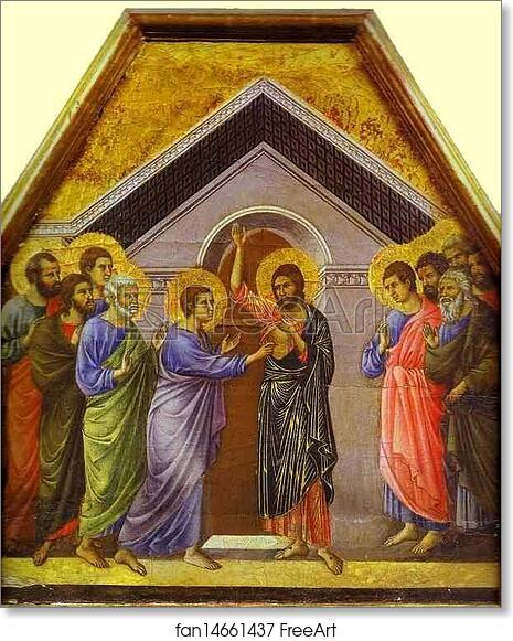 Free art print of Maestà (back, crowning panel) Doubting St. Thomas by ...