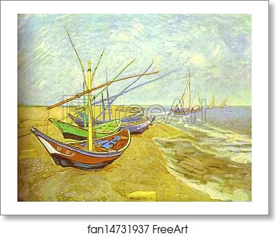 Free art print of Fishing Boats on the Beach by Vincent Van Gogh