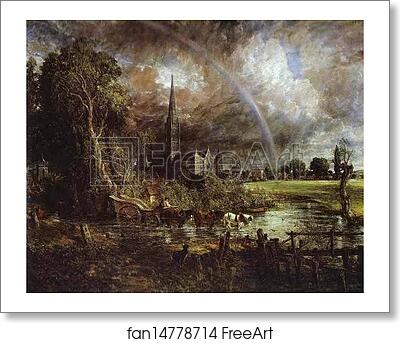 Free art print of Salisbury Cathedral, from the Meadows by John Constable