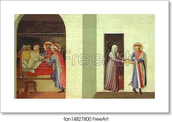 Free art print of San Marco Altarpiece, predella: The Healing of Palladia by Fra Angelico Free art print of San Marco Altarpiece, predella: The Healing of Palladia by Fra Angelico