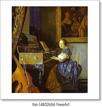 Free art print of Lady Seated at a Virginal by Jan Vermeer