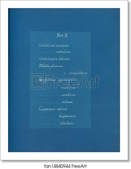 Free art print of Contents list by Anna Atkins Free art print of Contents list by Anna Atkins
