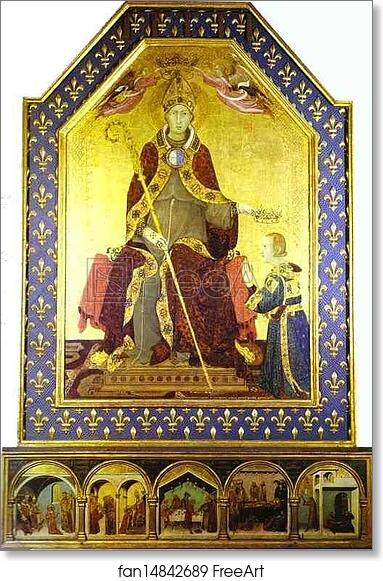 Free art print of St. Louis of Toulouse Crowning Robert of Anjou by Simone Martini