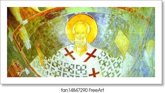 Free art print of St. Nicolas. Mural in the Church of Nativity of the Virgin in the Pherapontov Monastery by Dionisii (Dionysius)